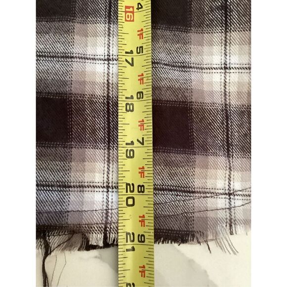 Hippie Rose Sz L Cropped Plaid Flannel Shirt Brown Long Sleeve - Picture 8 of 8
